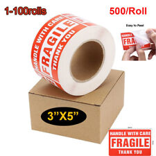 3x5 Fragile Handle With Care Thank You Shipping Labels Stickers 500 Per Roll
