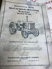 Instruction Book Mccormick Deering Tractor Model W 30 Original Book Y244
