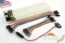 Mb-102 830 Point Breadboard 3.3v 5v Power Supply 20 Jumpers Battery Cable