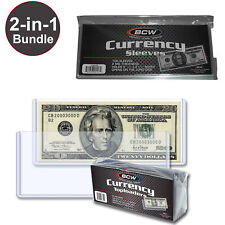 25 Bcw Rigid Top Loaders 100 Currency Sleeves Holder Storage Us Note Bill