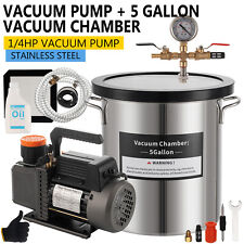 5 Gallon Vacuum Chamber W35cfm Deep Vane Pump Purge Degas Epoxy Silicone Resin