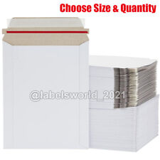 100- 1000 White Flat Photo Mailers Document Envelopes Cardboard Self Seal Mailer