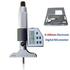 0-8 Digital Electronic Depth Micrometer Set 0-200mm Gauge Carbide Lcd Display