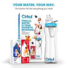 Cirkul 22 Oz Plastic Water Bottle Starter Kit With Blue Lid And 2 Flavor Cartrid