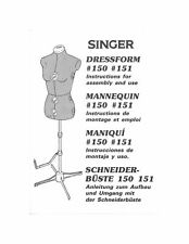 Singer 150-151 Dress Form Mannequin Owners Manual Reprint Free Shipping
