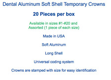 Dental Aluminum Shell Temporary Crowns 20 Pcs Sizes 1-20 Soft