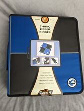 Case It 3-ring Zipper Binder 2 Ring Handle Shoulder Strap Blue Black D-250