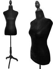 Female Mannequin Torso Dress Clothing Form Display Body With Tripod Stand Black