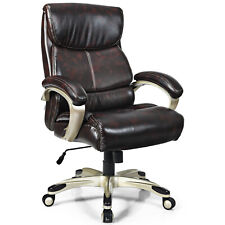 Costway 400lbs Big Tall High Back Adjustable Swivel Leather Office Chair Brown