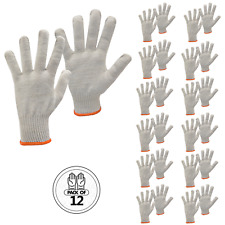 12 Pair Natural White String Knit Poly Cotton Work Gloves New Jorestech