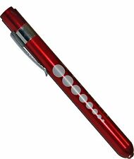 2 Reusable Aluminum Led Pupil Gauge Nurse Pen Light Medical Click Penlight Red