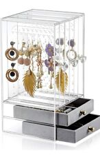 Acrylic Earringsjewelry Displayorganizer W 5 Drawers Dustproof Clear