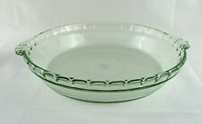 Martha Stewart Green Fluted Pie Plate Dish With Tab Handles 9.5 Glass 229 Usa