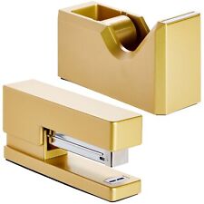 2 Piece Matte Gold Stapler And Tape Dispenser Set For Desk Home Office