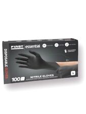 First Glove Black Nitrile Light Industrial Disposable Gloves 3 Mil Latex Free