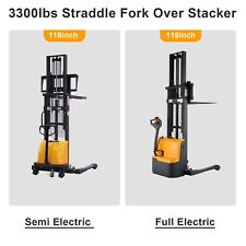 Apollolift 3300lbs Semifull Electric Pallet Stacker Fork Over Stacker 118 Lift