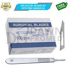 100 Sterile Surgical Blades 11 With Scalpel Handle 3 Medical Ent Dental