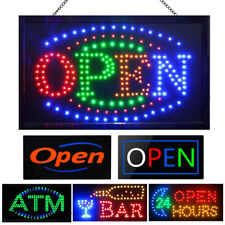 Led Neon Light Animated Motion Open Sign Business Hours Vertical Store Shop Bar
