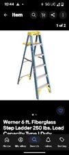 Werner 6 Ft. Fiberglass Step Ladder 10 Ft. Reach Height 300 Lb. Load Capacity