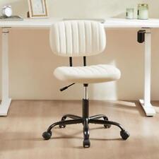 Armless Desk Chair - Small Home Office Chair Pu Leahter Low Back Vanity Chair