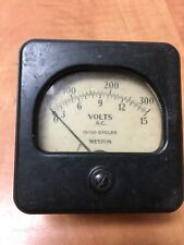 Vintage Weston Meter Panel Voltmeter 0-15v 0-300v Ac Weston Model 476