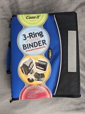 Case It 3-ring Zipper Binder Expanding File Handle Shoulder Strap Blue D-900