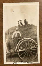 1919 Rural Farm Field Horse Pulled Hay Wagon Men Pitchforks Working Photo P10w21