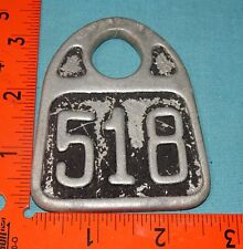 Two Sided  518 Vintage Hasco Aluminum Dairy Cattle Cow Tag Newport Ky