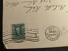 1902 Gn Benjamin Franklin 1 Cent Stamp 114yr Old Postcard Masonic Temple Chicago
