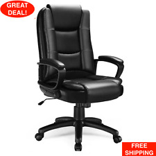 Heavy Duty Leather Office Rolling Computer Chair High Back Executive Desk Black