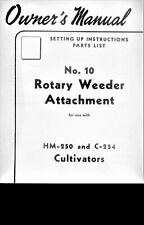 Ih Rotary Weeder Attachment No. 10 Owners Manual Mccormick Deering Hm-250 C-254