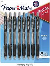 Paper Mate Profile Retractable Ballpoint Pens Bold Tip Black 8 Count