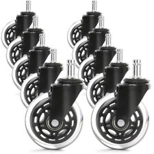 10pcs 3 Inch Office Chair Caster Rubber Swivel Wheels Replacement Heavy Duty