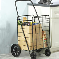 Utility Shopping Cart Folding Grocery Store Laundry Travel Jumbo Basket W Wheel