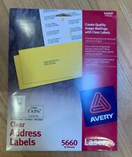 Avery 5660 Clear Address Labels 32 Sheets  1 X 2 34 - 960 Labels