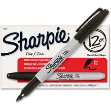 Sharpie 30001 Fine Point Permanent Marker - Black Pack Of 12