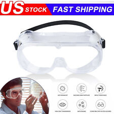 Full Sealed Safety Goggles Over Glasses Anti Fog Clear Lens Lab Eye Protective
