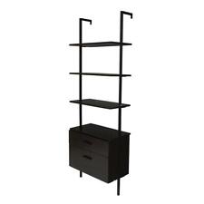 Industrial Ladder Shelf W 2 Drawers 3-tier Wall Mounted Bookcase Open Bookshelf