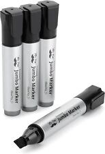 Jumbo Permanent Markers 4 Pack Chisel Tip Black - Thick Wide Tip Large Size