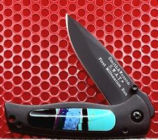 Rare Smith Wesson Sw2001-btq Black Turquoise Baby Swat Pocketknife