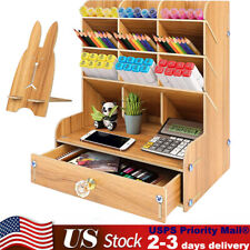 Wooden Pen Organizer Desk Box Organizer Pencil Holder With Cell Phone Stand Diy