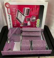 7 Piece Majestic Home Or Office Desk Set Organizer Pink Mesh Bling Gift Closeout