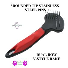 Pet Grooming Dog Cat V-rake Double Row Pin Dematter Comb Mat Picker Coat Tool