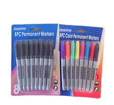 Permanent Markers - Assorted Colors - Black - 8 Pc - Pack 2