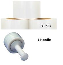 3 In. X 1000 Ft Of 3 Rolls Stretch Shrink Film Hand Wrap 1 Handle Tool