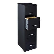 Space Solutions 18 Deep 4 Drawer Metal File Cabinet Black