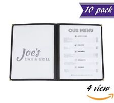 10 Pack Double Fold Panels Menu Covers Black 8.5 X 11 Insert 4 View