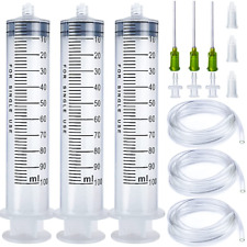 3 Pack 100ml Large Plastic Syringe With 3.2ft Handy Plastic Tubing And Luer Conn