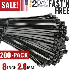 200x 8 Cable Zip Ties Heavy Duty Strong Ultra Nylon Wrap Wire Cord Uv Resistant