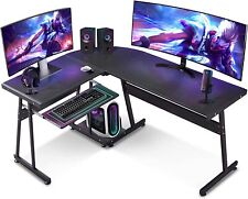 Ivinta L-shaped Reversible Black Gaming Desk Corner Desk Modern Computer Desk